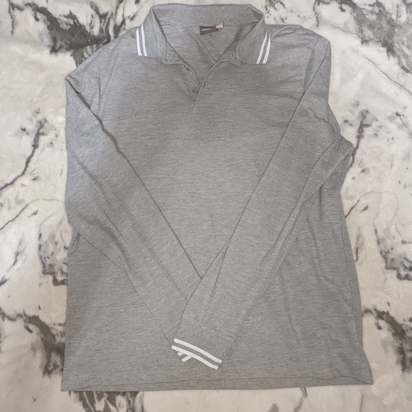 ASOS XL Grey Long Sleeve Muscle Fit Polo Shirt - Picture 2 of 6